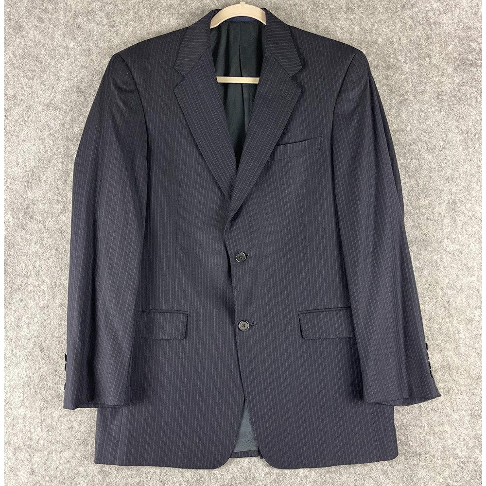 Loro Piana Daniel Cremieux Wool Blazer Sport Coat Men 39L Blue Pinstripe Classic